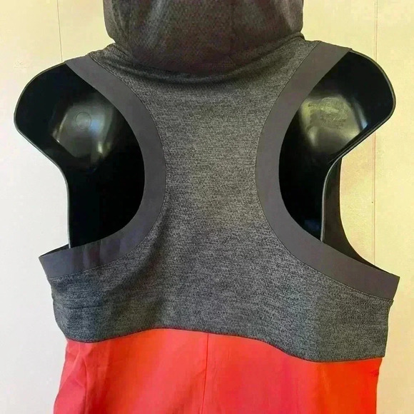 Adidas Women's Sz S Athletic Hooded Colorblock Vest Coral/Gray Adj. Waist - Picture 3 of 7